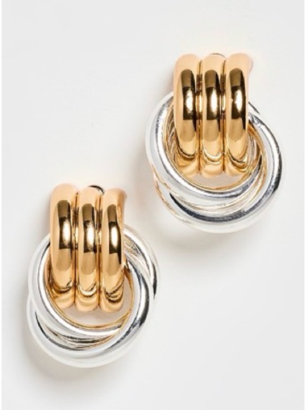 NEW Doorknocker Earrings Two-Tone Gold Silver JL29